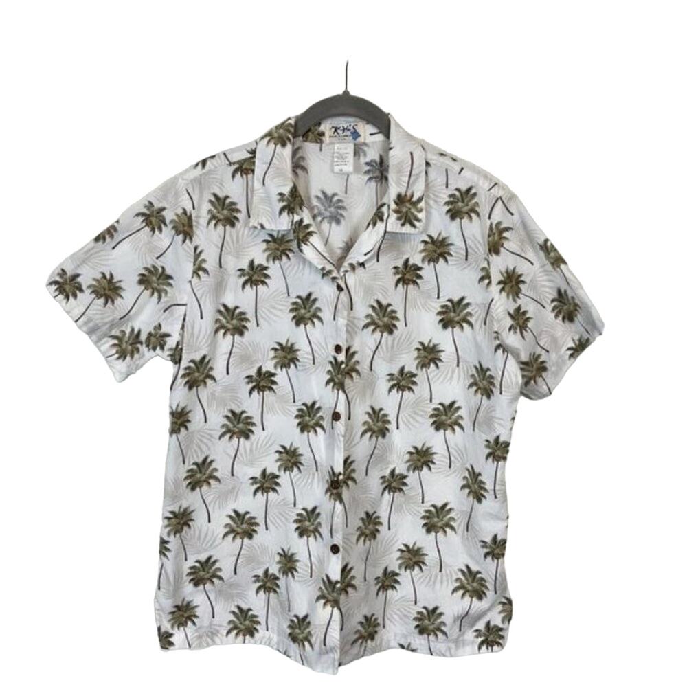 Hawaiian Palm Tree Shirt Size M Vintage Ky’s Made in Hawaii USA Retro Chic